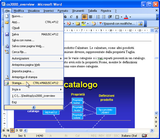 Aprire il documento in Microsoft Word e premere "File-Stampa..." nel menu principale dell'applicazione.